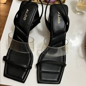 ALDO Black and Clear Strap Heels